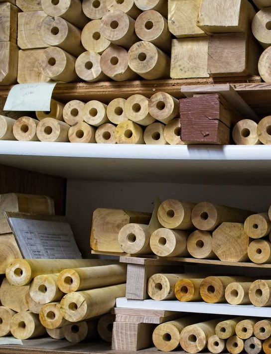 Boxwood billets bored for recorder making